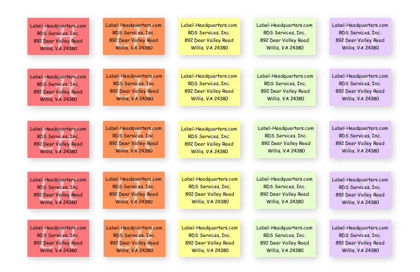 Sheet Labels - 1.25" x 0.75", Up to 5 Lines of Text